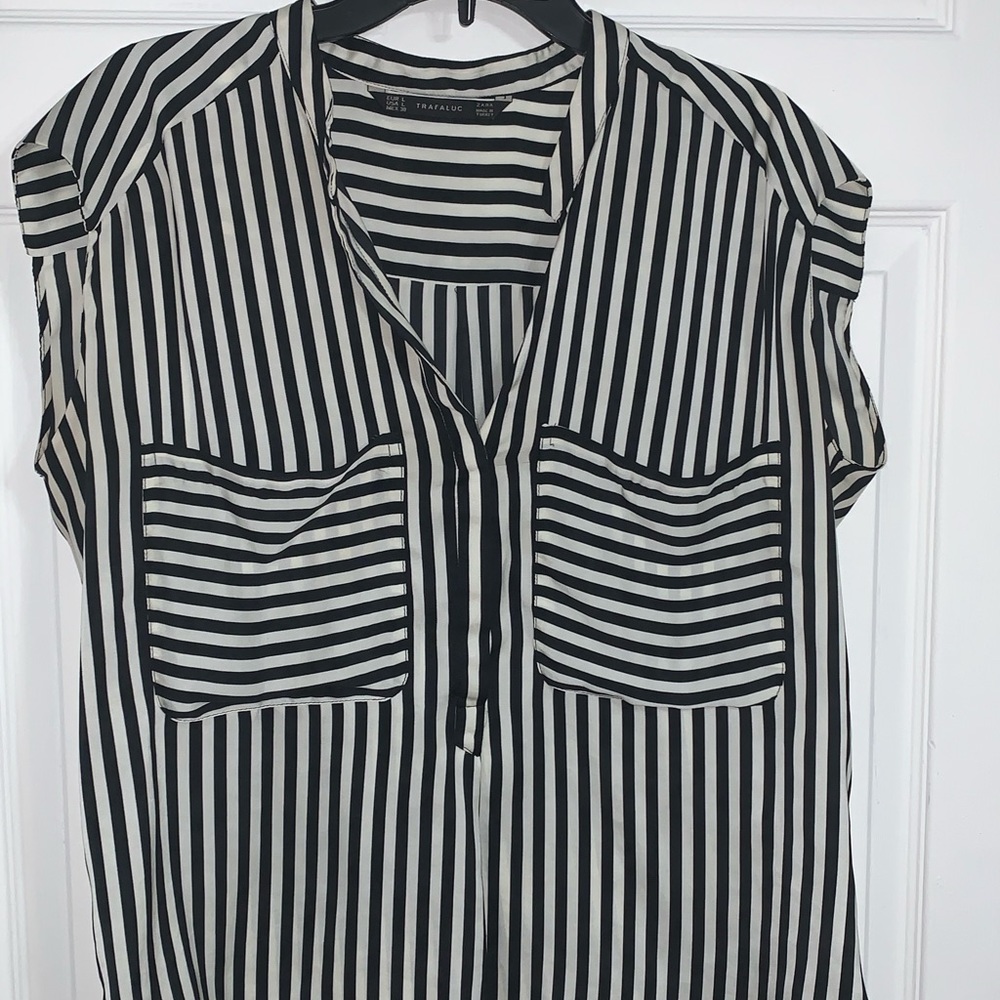 Zara Trafaluc dress top large black white